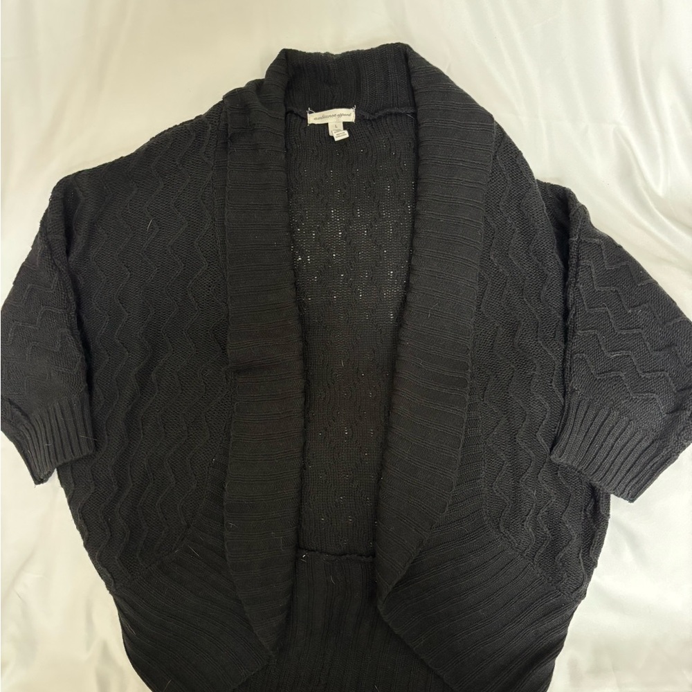 Ambiance Black Open-Front Shawl Cardigan